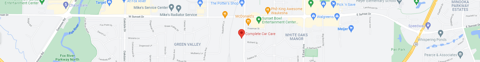 A google map of the location of a car wash.